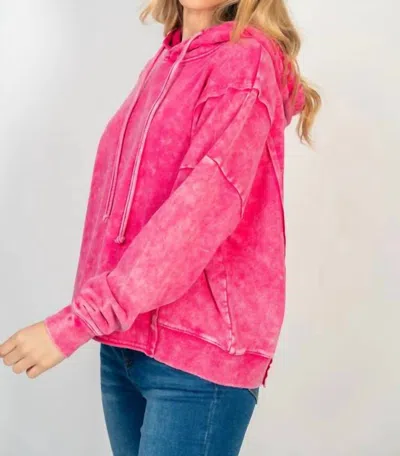 White Birch Long Sleeve Solid Knit Top In Dark Pink