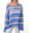 White Birch Long Sleeve Striped Knit Top In Blue Multi In Blue