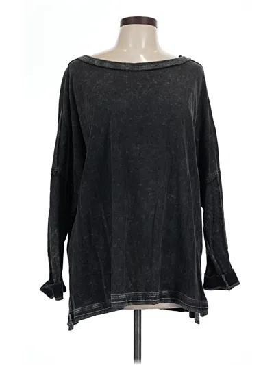 Pre-owned White Birch Long Sleeve Top Black Boatneck Tops