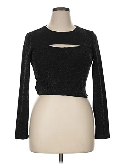 Pre-owned White Birch Long Sleeve Top Black Keyhole Neckline Tops