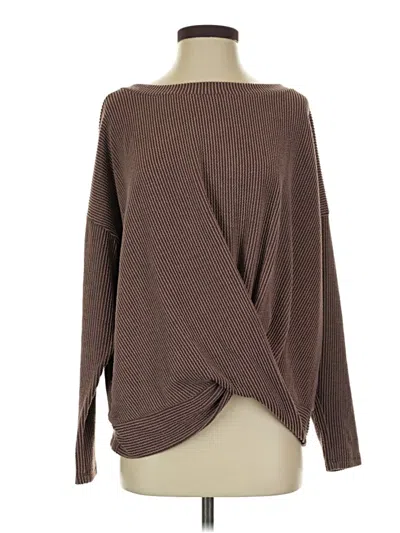 Pre-owned White Birch Long Sleeve Top Brown Boatneck Tops