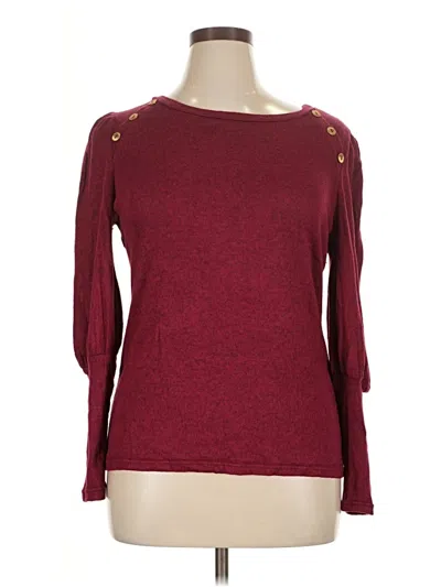 Pre-owned White Birch Long Sleeve Top Burgundy Boatneck Tops