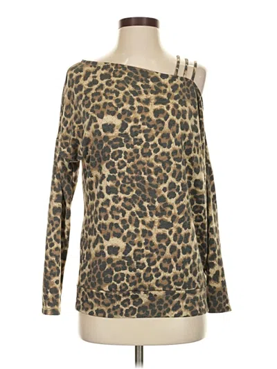 Pre-owned White Birch Long Sleeve Top Gold One Shoulder Neckline Tops