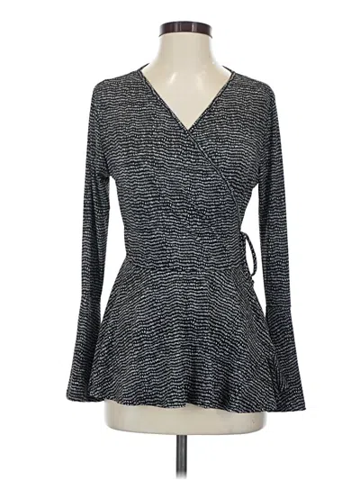 Pre-owned White Birch Long Sleeve Top Gray Plunge Neckline Tops