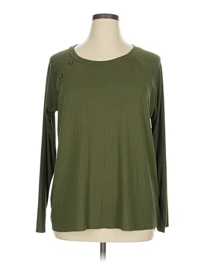 Pre-owned White Birch Long Sleeve Top Green Crew Neck Tops