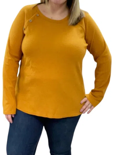 White Birch Long Sleeve With Button Details Top In Mustard In Yellow