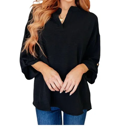 White Birch Midnight In Manhattan V-neck Blouse In Black