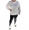 White Birch Mock Neck Athleisure Pullover In Light Gray In Multi