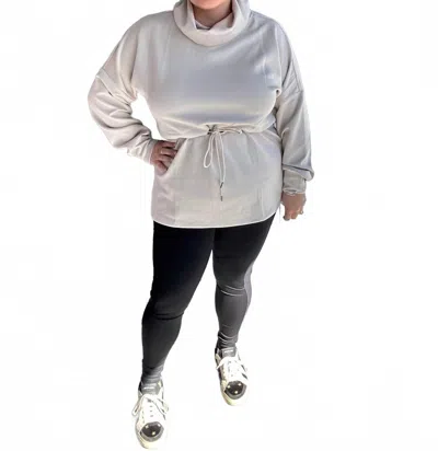 White Birch Mock Neck Athleisure Pullover In Light Gray In Multi