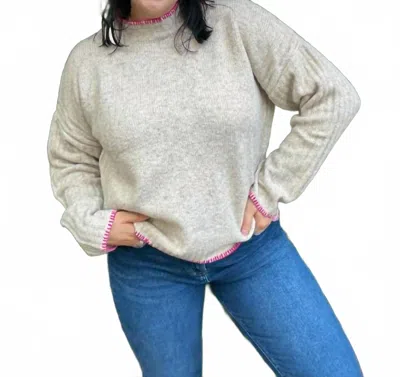 White Birch Mock Neck Sweater In Multi In Gray