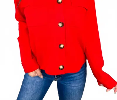 White Birch More Importantly Rayon Blend Long Sleeve Button Up Sweater In Red