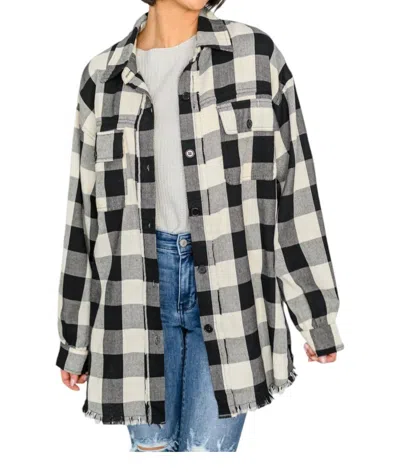White Birch Morning Rain Woven Top In Black & White In Multi