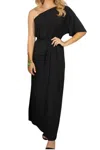 White Birch Nadine One Shoulder Maxi Dress In Black In Black