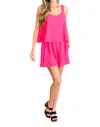 White Birch Not Like Us Tiered Romper In Hot Pink In Pink