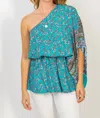 White Birch Off Shoulder Floral Print Top In Mint