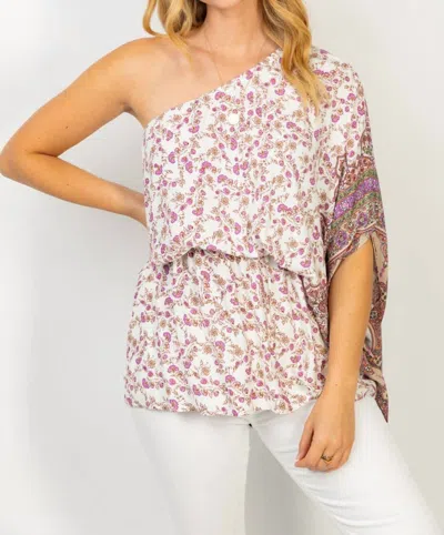 White Birch Off Shoulder Floral Print Top In Off White