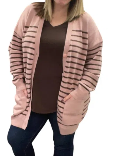 White Birch Oversized Pocket Cardigan In Dusty Pink