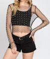 White Birch Pearl Diver Layering Top In Black In Black