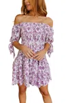 White Birch Pretty Little Thing Floral Dress In Violet In Purple