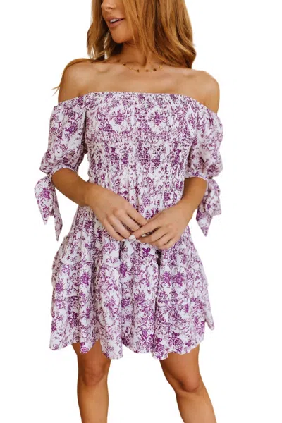 White Birch Pretty Little Thing Floral Dress In Violet In Purple
