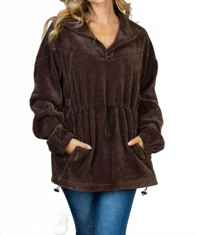 White Birch Quarter Zip Solid Ribbed Knit Pullover In Brown