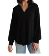 White Birch Relatively Relatable V-neck Top In Black In Black