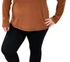White Birch Ribbed Henley Top In Cognac In Green