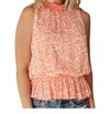 White Birch Roxanne Mock Neck Blouse In Persimmon In Gold