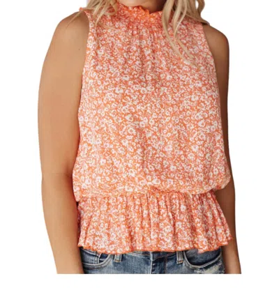 White Birch Roxanne Mock Neck Blouse In Persimmon In Gold