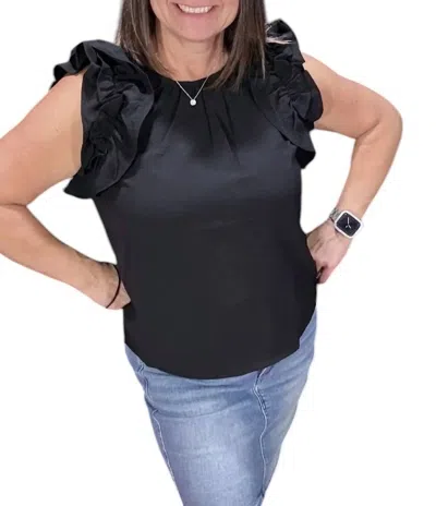 White Birch Ruffle Top In Black