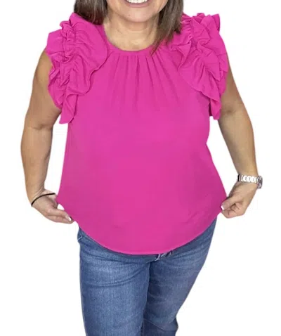 White Birch Ruffle Top In Fuchsia In Pink
