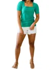 White Birch Sentimental Feelings Square Neck Top In Kelly Green In Green