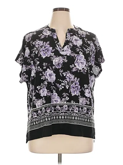 Pre-owned White Birch Short Sleeve Blouse In Black