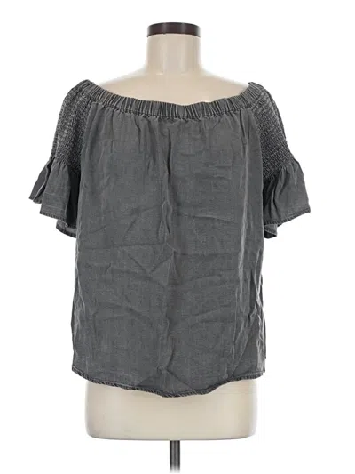 Pre-owned White Birch Short Sleeve Blouse In Gray