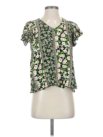 Pre-owned White Birch Short Sleeve Blouse In Green