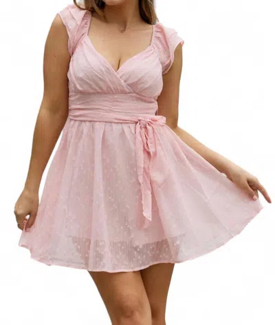 White Birch Short Sleeve Lace Woven Dress In Pink
