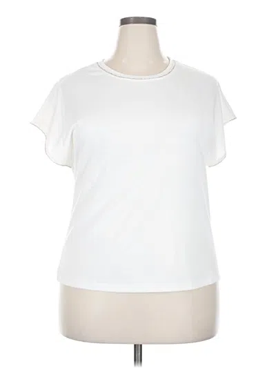 Pre-owned White Birch Short Sleeve Top White Mock Neckline Tops