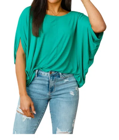 White Birch Sign Top Blouse In Green In Blue