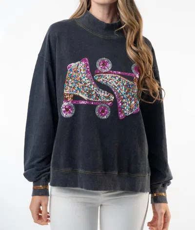 White Birch Skate Sequin Embellished Sweatshirt In Black In Multi