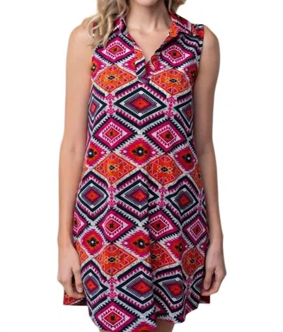 White Birch Sleeveless Aztec Print Knit Dress In Multi