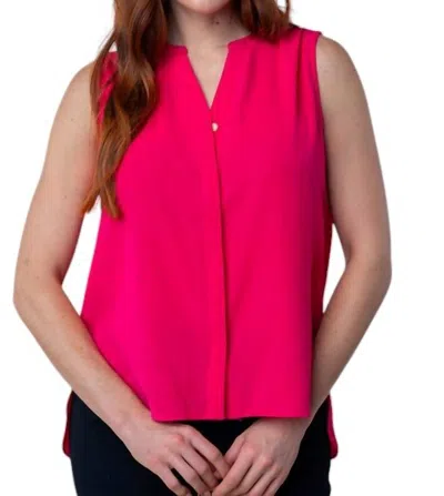 White Birch Sleeveless Solid Woven Top In Fuchsia In Pink