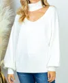 White Birch Slice Of Heaven Cutout Sweater In Snow In White