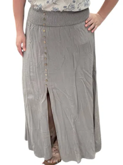 White Birch Smock Front Skirt In Grey In Gray