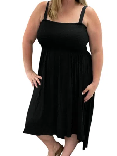 White Birch Smocked Hi Low Little Dress In Black