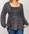 White Birch Smocked Top In Leopard Print In Multi