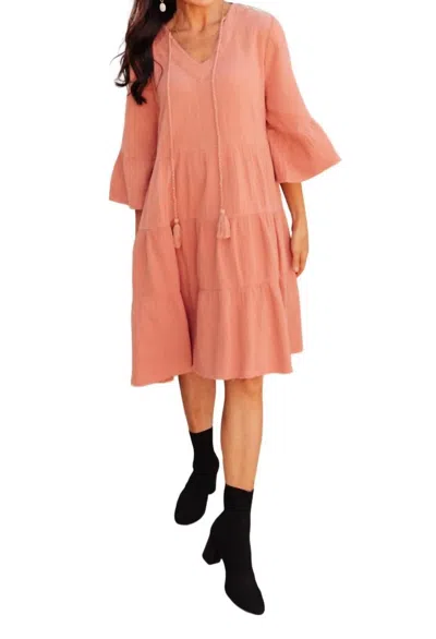 White Birch Sonnet Peasant Dress In Pink