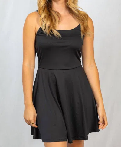 White Birch Spaghetti Strap Dress With Shorts In Black