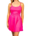 White Birch Spaghetti Strap Dress With Shorts In Fuchsia In Pink