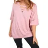 White Birch Spliced Front Boxy Top In Blush In Gold
