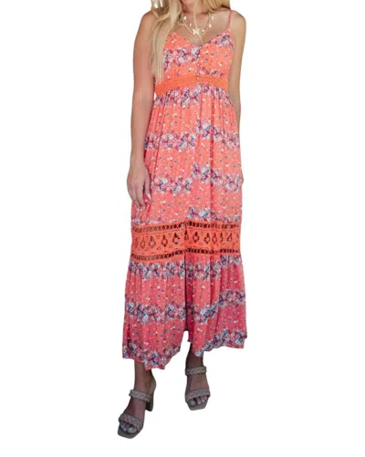 White Birch Stripes In Bloom Dress In Coral In Pink